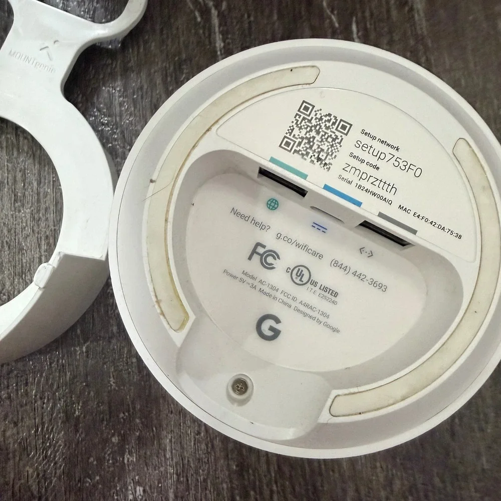 Google Wifi AC-1304 Mesh Router MountGenie Wall Mount Bracket Bundle No‎ Cord